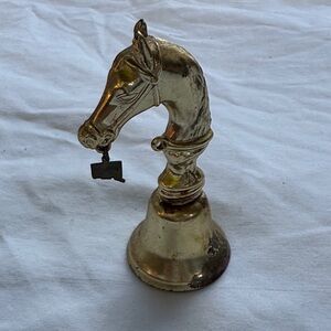 Vintage Brass Horse Head Decorative Bell - Gold Tone - Conneticut State Charm